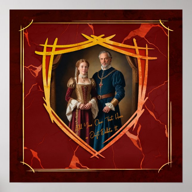 Affiche Blason de Chevalier Cadeau Médiéval Ancien Style (Devant)