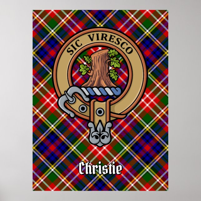 Affiche Blason de Clan Christie sur tartan (Devant)