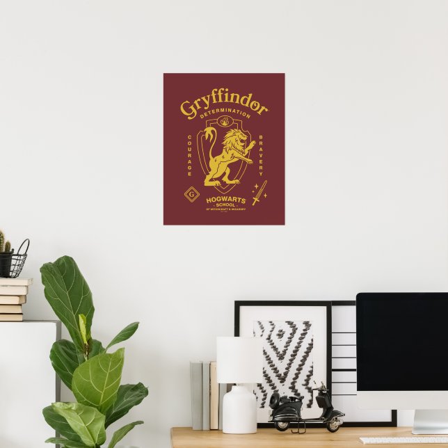 Affiche Blason de GRYFFONDOR™ Détermination Courage Bravou (Bureau à domicile)