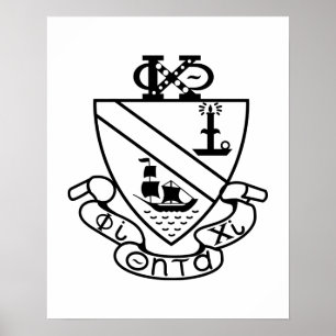 Affiche Blason de Phi Chi Theta N&B
