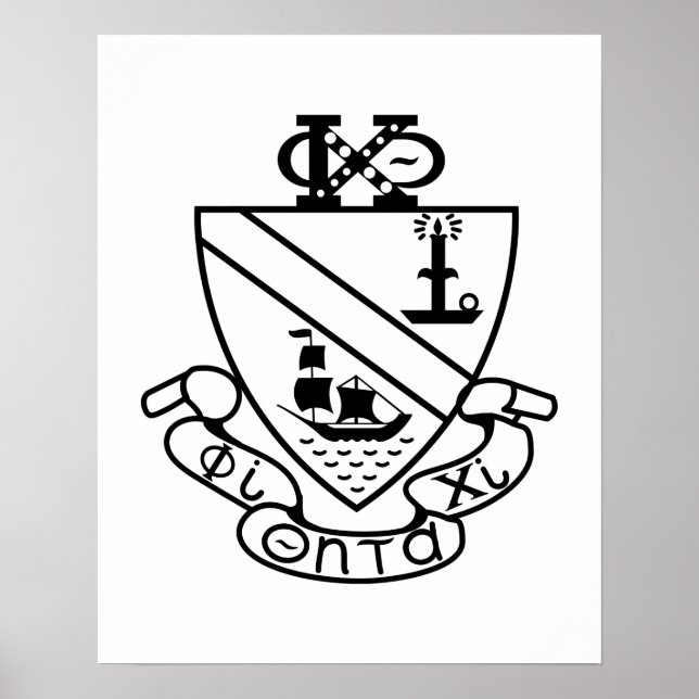 Affiche Blason de Phi Chi Theta | N&B (Devant)