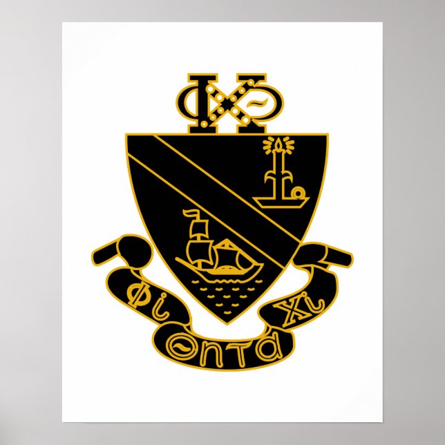 Affiche Blason de Phi Chi Theta | Or et Noir (Devant)