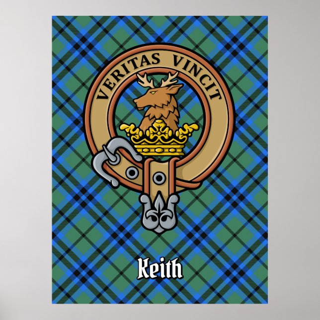 Affiche Blason du clan Keith sur tartan (Devant)