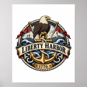 Affiche Blason nautique de Liberty Harbor Eagle et Anchor