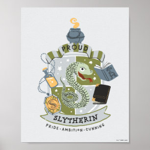 Affiche Blason Slytherin fier cartoon