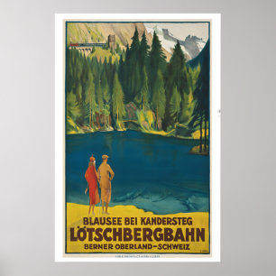 Affiche Blausee lac bleu à Kandersteg Oberland