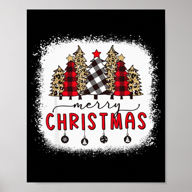 Affiche Bleached Merry Christmas Tree Funny Leopard Plaid  (Devant)