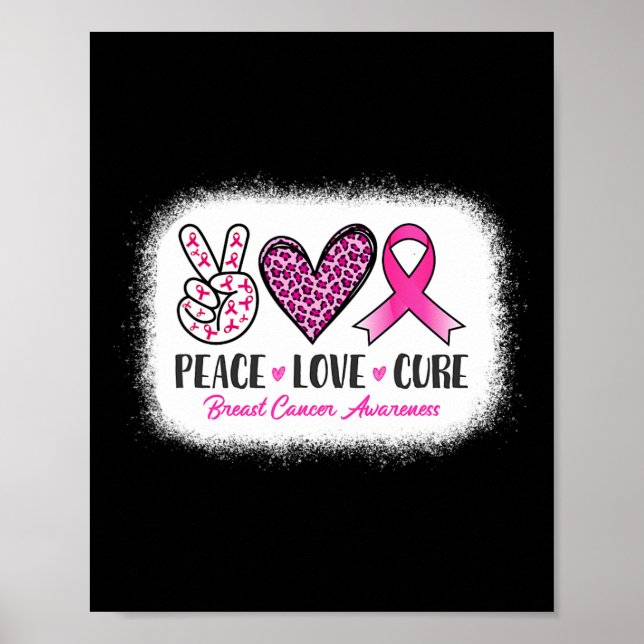 Affiche Bleached Peace Love Cure Leopard Cancer du sein Aw (Devant)