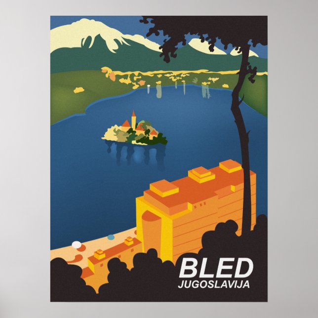 Affiche Bled, Yougoslavie, voyage vintage (Devant)