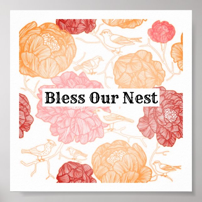 Affiche Bless Our Nest Bird Wall Art Décor Maison (Devant)