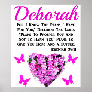 AFFICHE BLESSED ROSE FLORAL JEREMIAH 29:11 PERSONNALISÉ