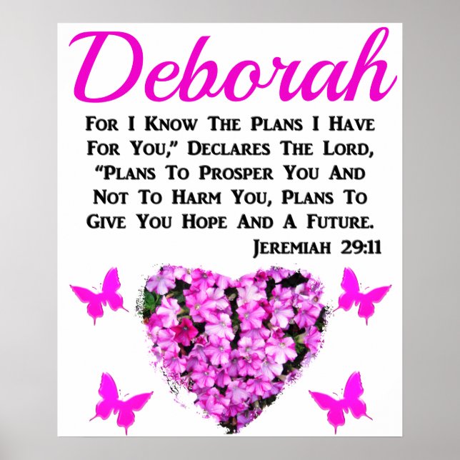 AFFICHE BLESSED ROSE FLORAL JEREMIAH 29:11 PERSONNALISÉ (Devant)