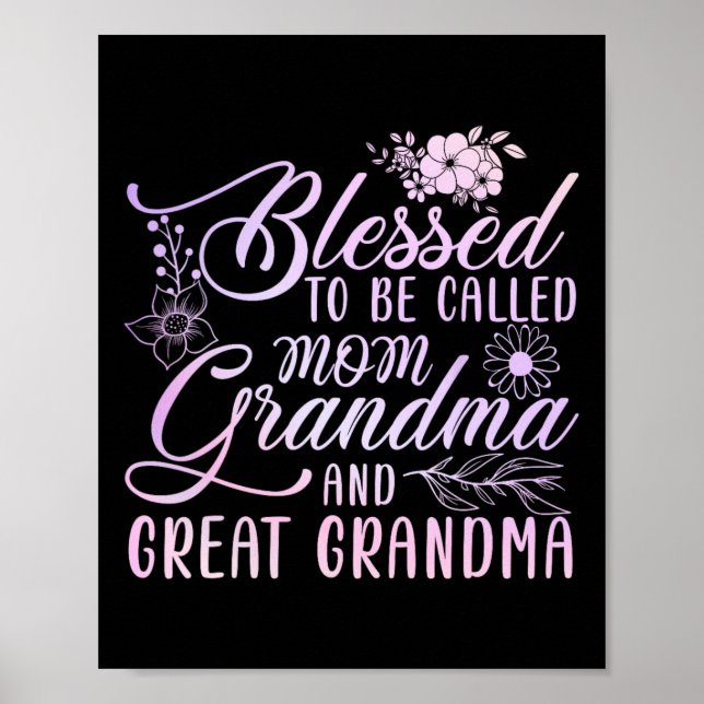 Affiche Blessed To Be Called Mama Grandma Et Great Grandma (Devant)
