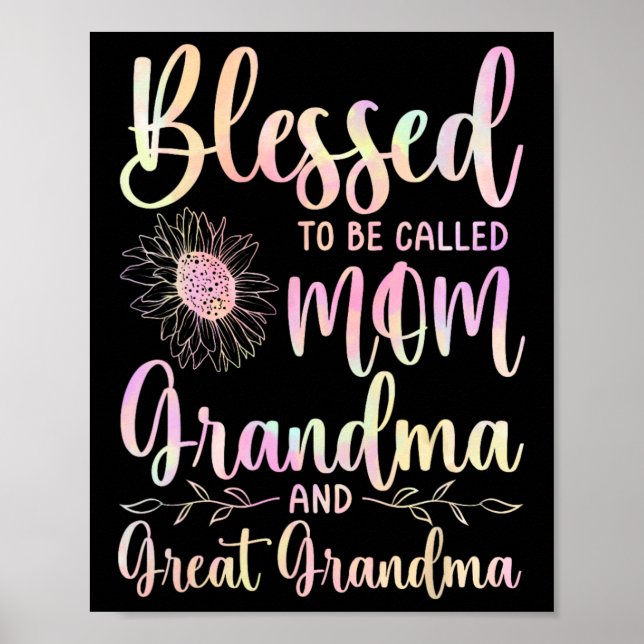 Affiche Blessed To Be Called Mama Grandma Et Great Grandma (Devant)