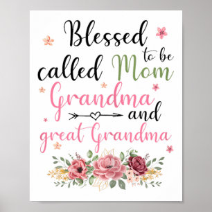 Affiche Blessed To Be Called Mama Grandma Et Great Grandma