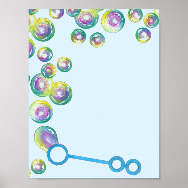 Affiche Blessure Rainbow Soap Bulles Bulle de bulle Bleu (Devant)