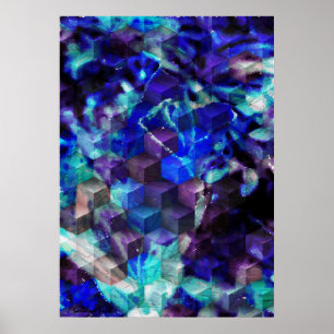 Affiche Bleu Abstrait Art Moderne Imprimer