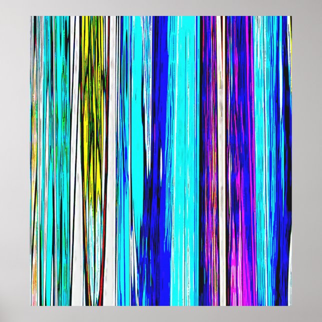 Affiche Bleu Abstrait bandes 606 (Devant)