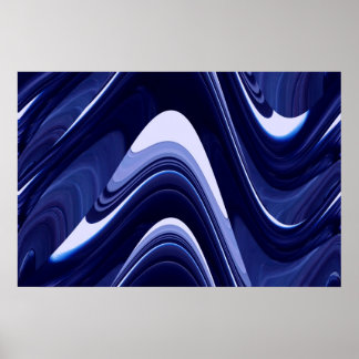 Affiche Bleu Abstrait contemporain Art moderne Imprimer Po