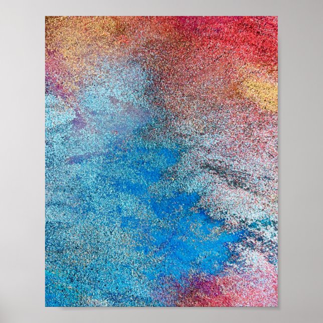 Affiche Bleu abstrait Fun Aquarelle Art Waves Post unique (Devant)