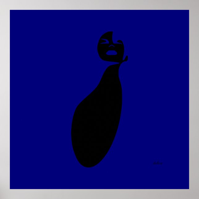 Affiche bleu abstraite femme noire levant les cheveux natu (Devant)