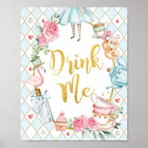 Affiche Bleu Alice au pays des merveilles BOIRE MOI signe 