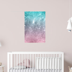 Affiche Bleu aqua Rose ombré galaxie abstraite de la mer