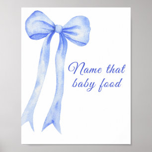 Affiche Bleu arc baby shower Nom que bébé aliment jeu