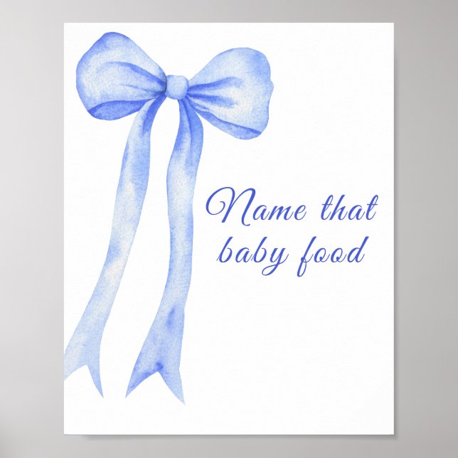 Affiche Bleu arc baby shower Nom que bébé aliment jeu (Devant)