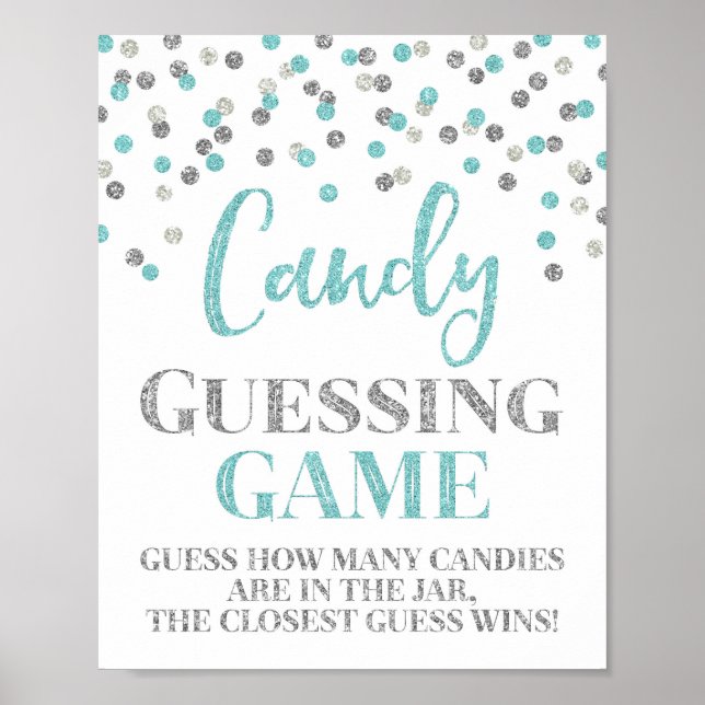 Affiche Bleu Argent Confetti Candy Guidez Jeu (Devant)