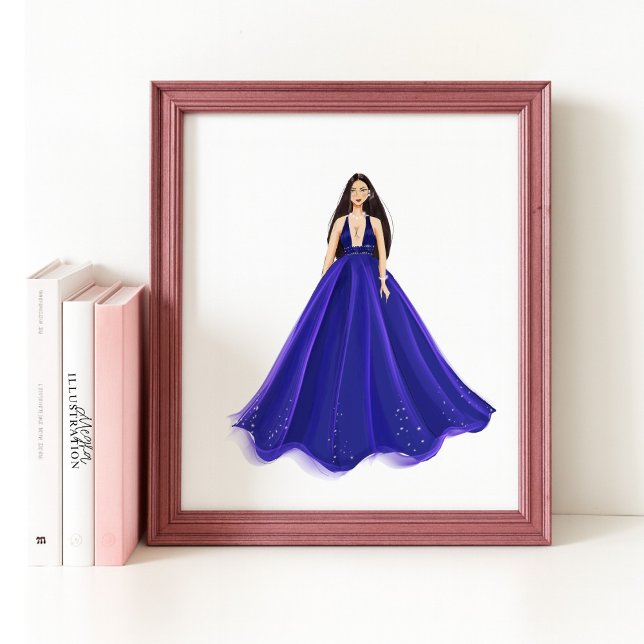 Affiche Bleu, artisanat, illustration de mode (Créateur téléchargé)