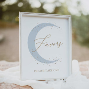 Affiche Bleu au-dessus de la lune Baby shower Favors Signe