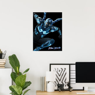Affiche Bleu Beetle Leaping Caractère Art