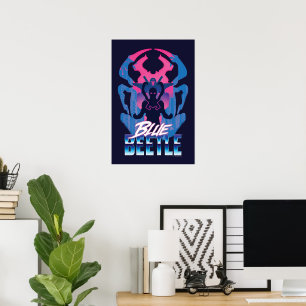 Affiche Bleu Beetle Rétrowave contre graphique