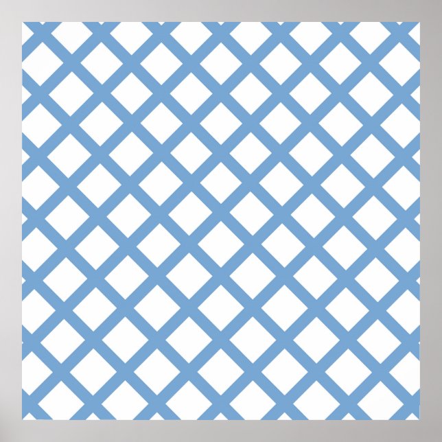 Affiche Bleu Blanc Arlequin Diamond Motif (Devant)