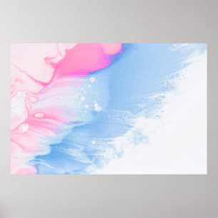 Affiche Bleu blanc et rose abstrait