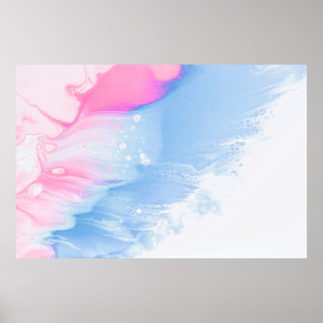 Affiche Bleu blanc et rose abstrait (Devant)