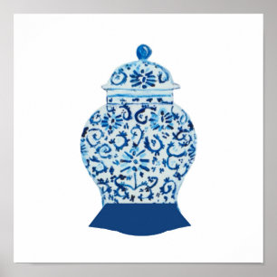 Affiche Bleu blanc Ginger Jar Art Imprimer l'affiche