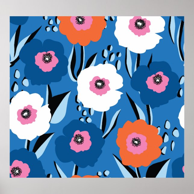 Affiche Bleu Blanc Rouge : Scandinave Florale. (Devant)