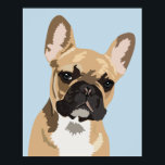 Affiche Bleu Bleu Français Bulldog | Français<br><div class="desc">Poster de Pop Art French bulldog avec une jolie frenchie rouge sur un arrière - plan bleu pastel qui peut être changée en n'importe quelle couleur.</div>