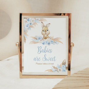 Affiche Bleu Boho Bunny Baby shower Les bébés sont doux