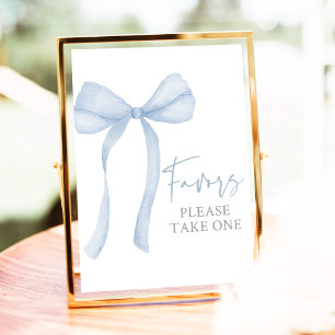 Affiche Bleu Bow Coquette Baby shower Faveurs Signal