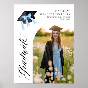 Affiche Bleu Bow Coquette Graduate Cap Bienvenue