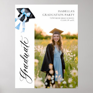 Affiche Bleu Bow Coquette Graduate Cap Bienvenue