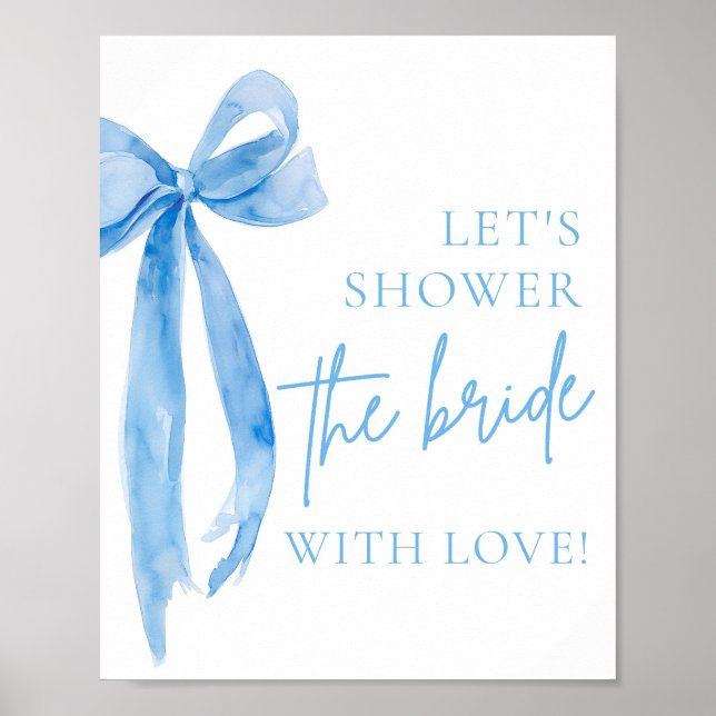 Affiche Bleu Bow Douche La Mariée Avec Symbole D'Amour (Devant)