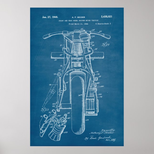 Affiche Bleu | Brevet de motocycles (Devant)