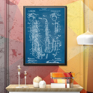 Affiche Bleu   Brevet saxophone