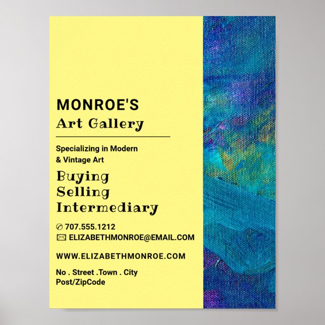 Affiche Bleu Brosse, Concessionnaire d'art, Galerie Public (Devant)