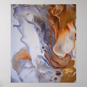 Affiche Bleu Brown Moderne Art Abstrait contemporain