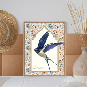 Affiche Bleu Bruant Fleur sauvage Ornat Personnalisé